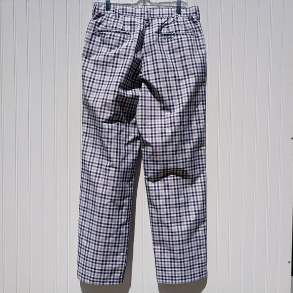 IZOD Golf Pants Mens 32 x 32 Plaid PerformX Flat Front Polyester Straight Leg - Picture 9 of 11